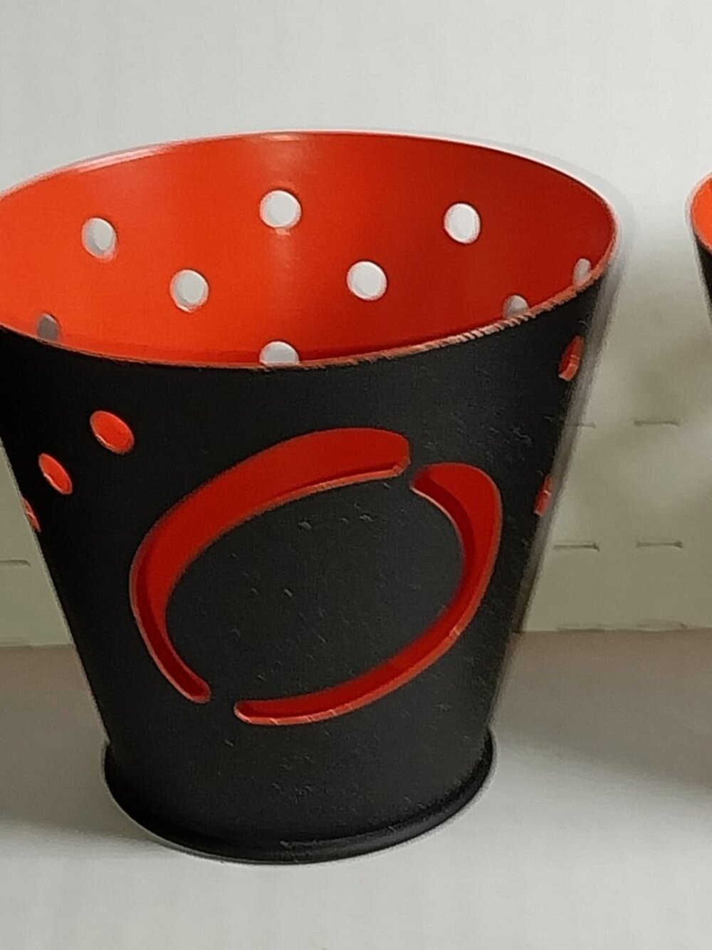 Halloween Set of 3 Metal Hallmark BOO Tea Light Candle Holders Orange and Black
